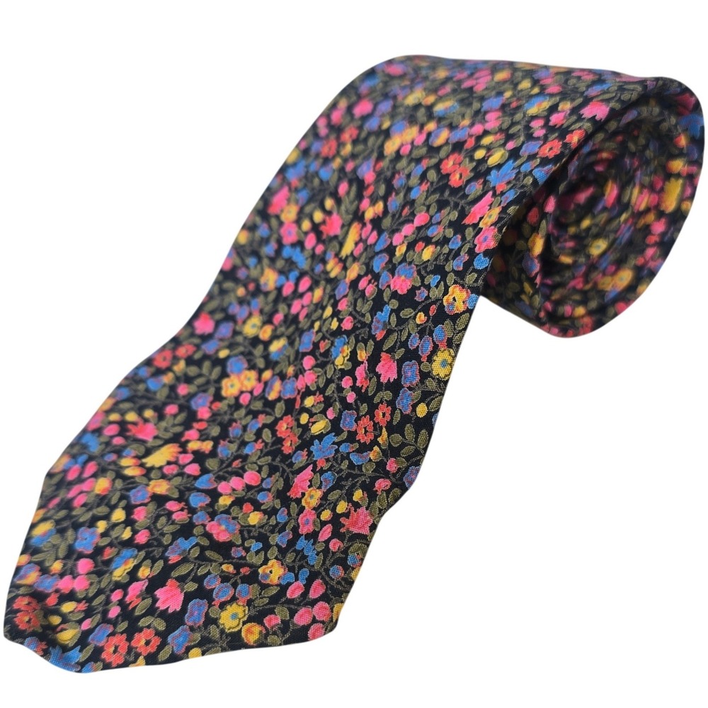 Unionbay Sportswear Floral Light Blue Yellow Pink Green Tie 54"x3" Vintage